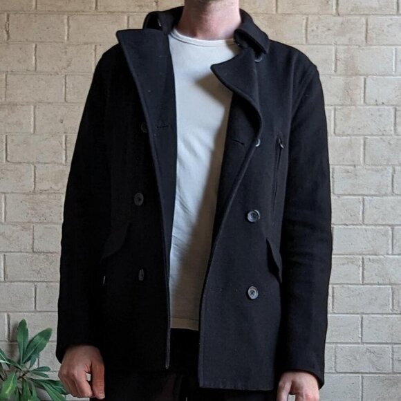 Andrew Marc Men's Black Clean Crisp Peacoat - Picture 1 of 14